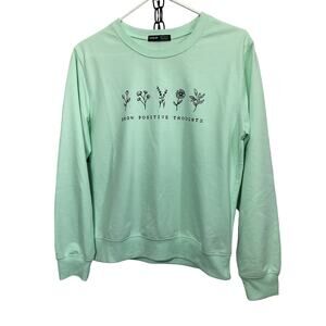NEW Shein Lime Green Sweatshirt size M “Grow Positive Thoughts”
